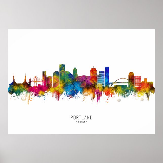 Portland Oregon Skyline Poster (Front)