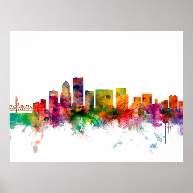 Portland Oregon Skyline Poster (Front)