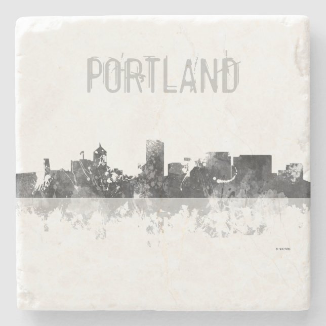 PORTLAND OREGON SKYLINE STONE COASTER (Front)