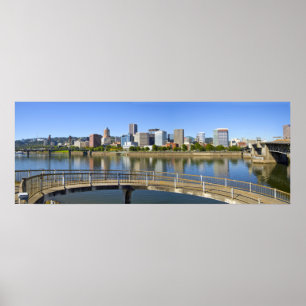 Portland Oregon Skyline Water Reflection Poster