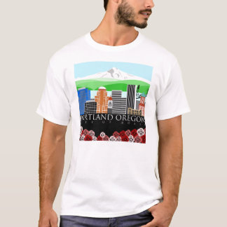 Portland Oregon Skyline with Mount Hood T-Shirt