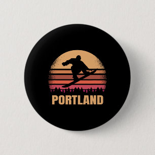 Portland Oregon Snowboarding Vintage Or Retro 80s 6 Cm Round Badge