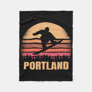 Portland Oregon Snowboarding Vintage Or Retro 80s Fleece Blanket