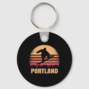 Portland Oregon Snowboarding Vintage Or Retro 80s Key Ring
