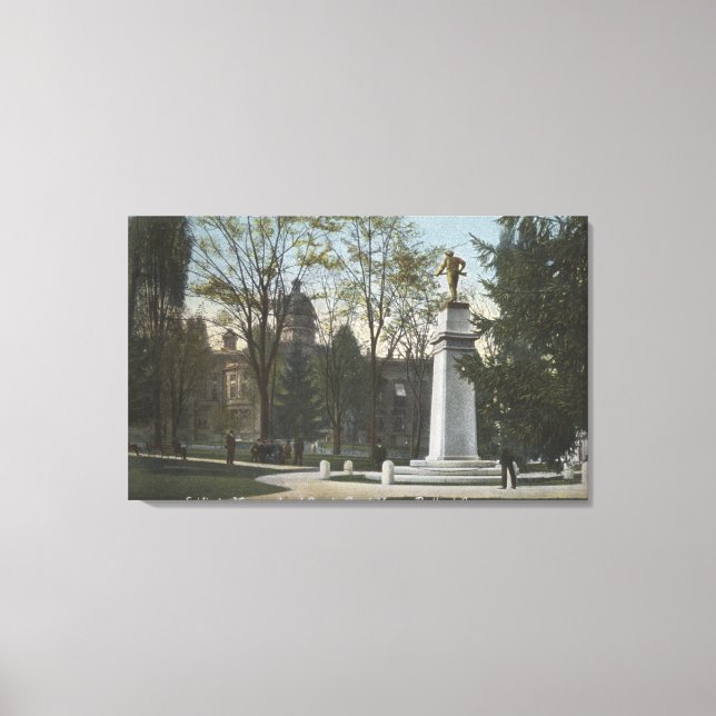 Portland, Oregon - Soldier's Monument & County Canvas Print (Front)