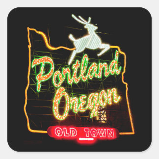 "Portland, Oregon" Stickers - Portland Stag Sign