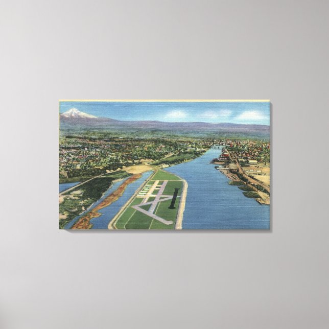 Portland, Oregon - Swan Island Airport Looking Canvas Print (Front)