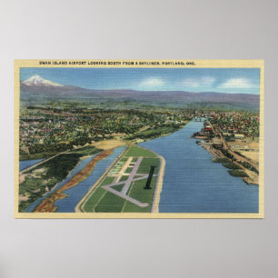 Portland, Oregon - Swan Island Airport Looking Poster