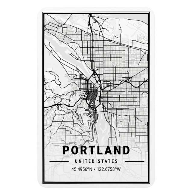 Portland Oregon USA Travel City Map Magnet (Vertical)
