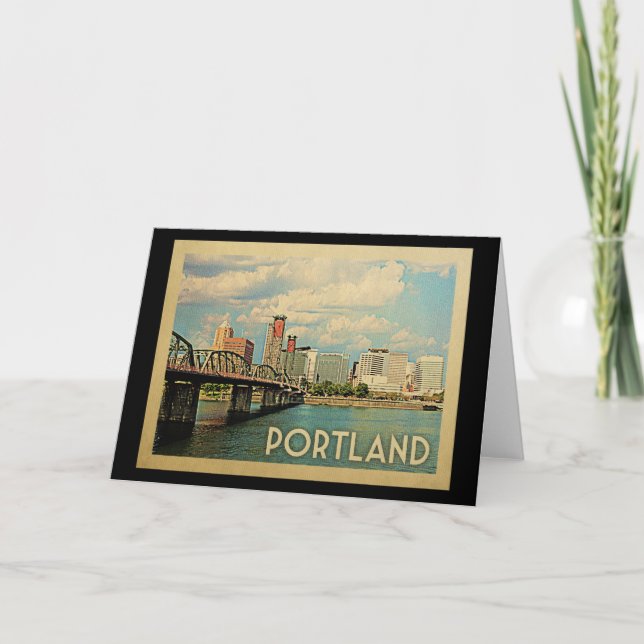 Portland Oregon Vintage Travel Card (Front)