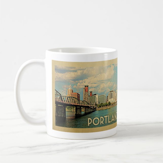 Portland Oregon Vintage Travel Coffee Mug (Left)