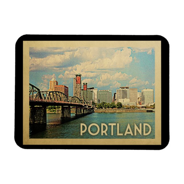 Portland Oregon Vintage Travel Magnet (Horizontal)