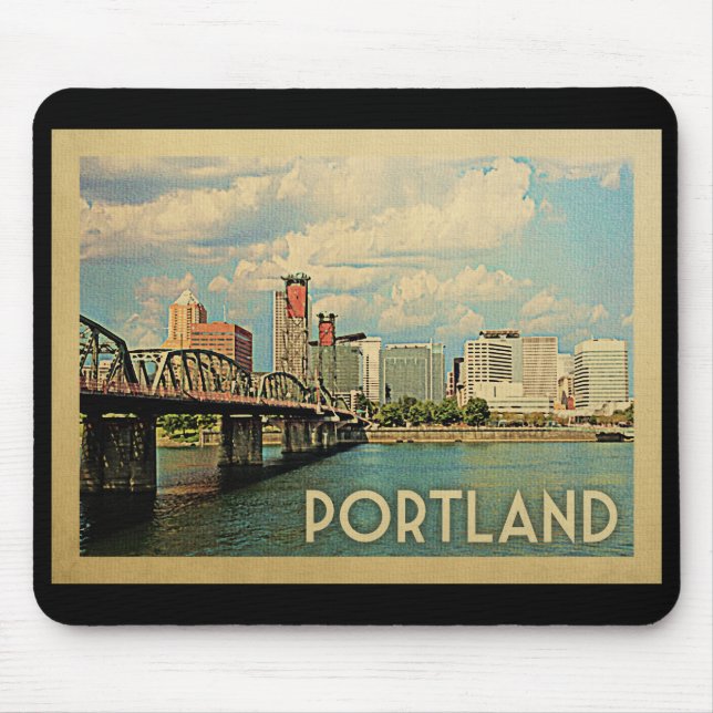 Portland Oregon Vintage Travel Mouse Mat (Front)