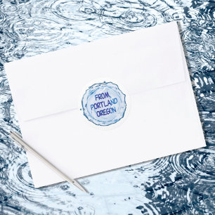 Portland Oregon Water Splash Classic Round Sticker