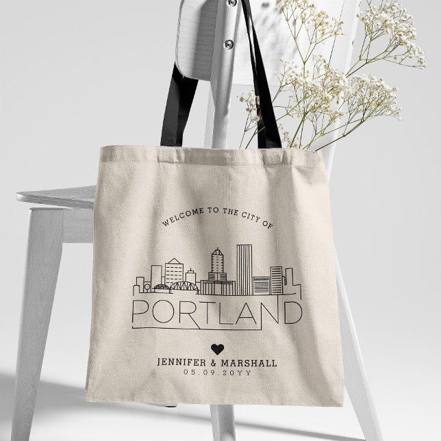 Portland, Oregon Wedding | Stylised Skyline Tote Bag (Creator Uploaded)