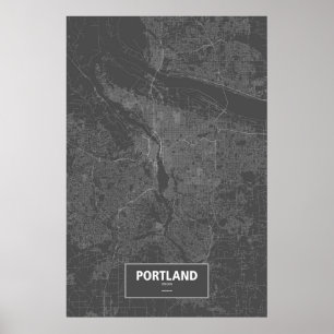 Portland, Oregon (white on black) Poster