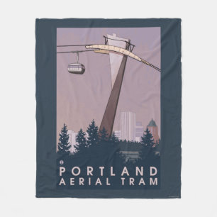 Portland, OregonAerial Tram Scene Fleece Blanket