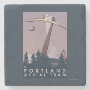 Portland, OregonAerial Tram Scene Stone Coaster