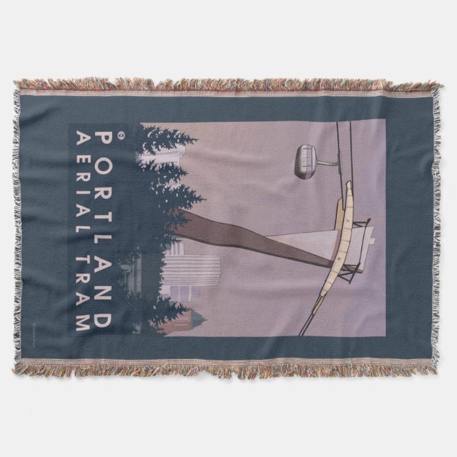 Portland, OregonAerial Tram Scene Throw Blanket (Front)