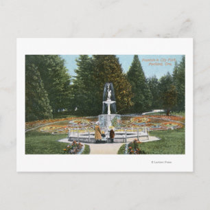 Portland, OregonCity Park Fountain View Postcard
