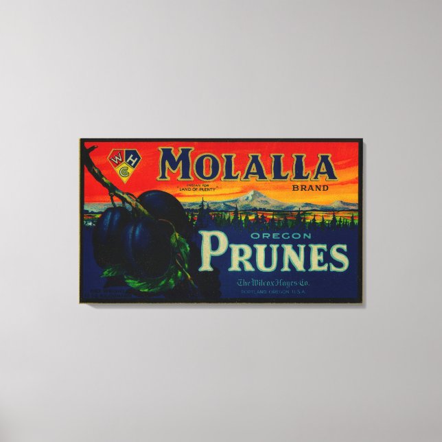 Portland, OregonMolalla Prune Label Canvas Print (Front)