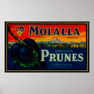 Portland, OregonMolalla Prune Label Poster