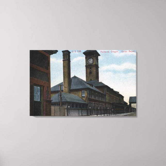 Portland, OregonUnion Depot and Clock Tower Canvas Print (Front)