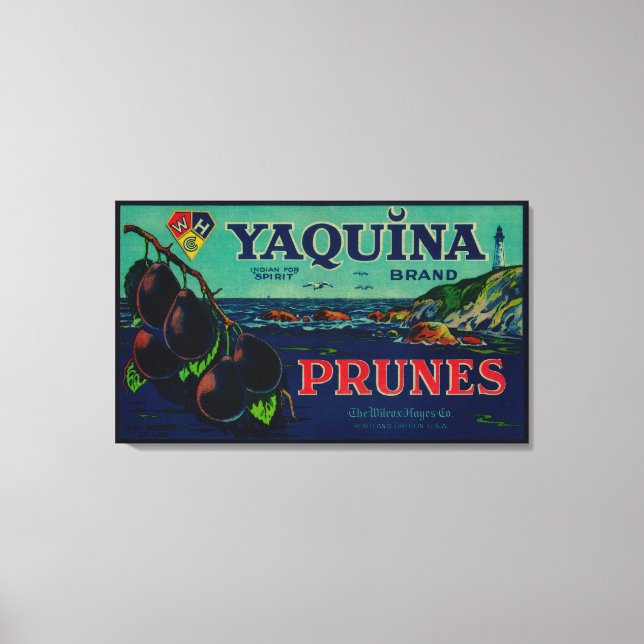 Portland, OregonYaquina Prune Label Canvas Print (Front)