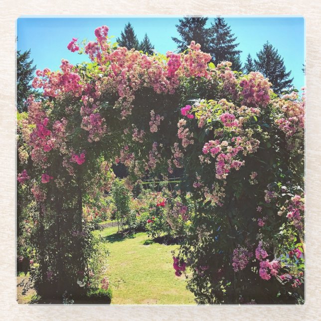 Portland Rose Garden, OR Glass Coaster (Front)