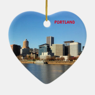 Portland Scenic Christmas Heart Ornament