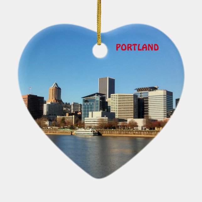 Portland Scenic Christmas Heart Ornament (Back)