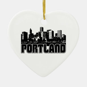 Portland Skyline Ceramic Tree Decoration