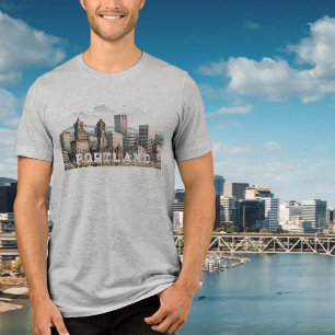 Portland Skyline Graphic T-Shirt Tri-Blend Shirt