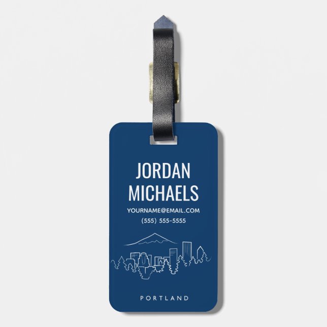 Portland Skyline Luggage Tag (Back Vertical)