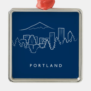 Portland Skyline Metal Tree Decoration