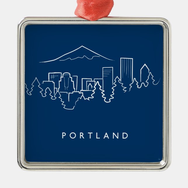 Portland Skyline Metal Tree Decoration (Front)