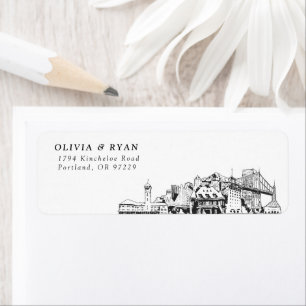 Portland Skyline Modern Return Address Labels