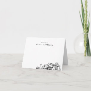 Portland Skyline Sketch Personalised Note Cards