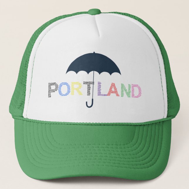 Portland Umbrella Green Baseball Cap Trucker Hat (Front)