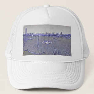 Portland Waterfront Sketch Trucker Hat