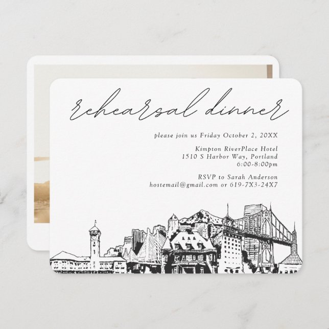 Portland Wedding Rehearsal Invite Enclosure Card (Front/Back)