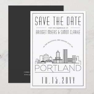 Portland Wedding   Stylised Skyline Save the Date Invitation