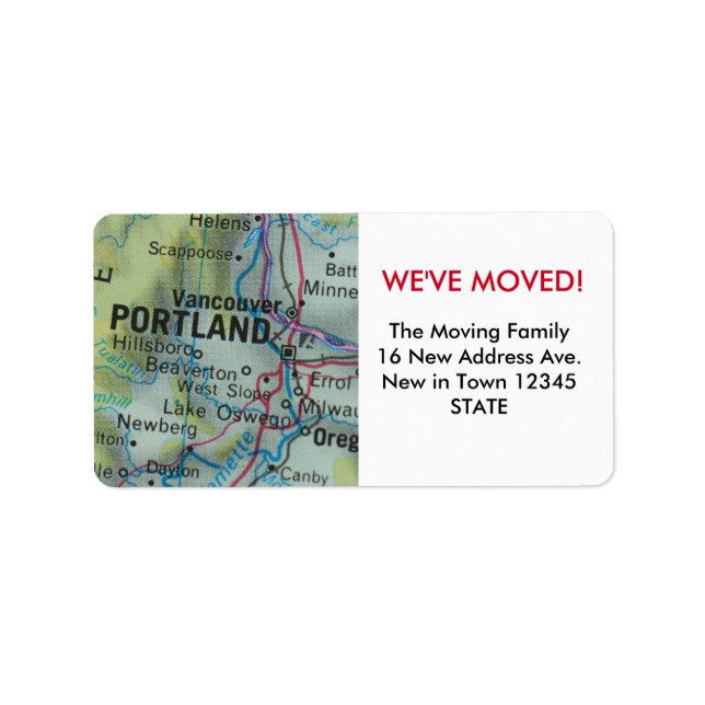 Portland We've Moved label (Front)