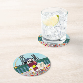 Portlandia Pug: Anarchist Jurisdiction Paper Coast Round Paper Coaster