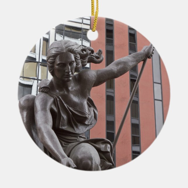 Portlandia statue, Portland, Oregon Ceramic Tree Decoration (Front)