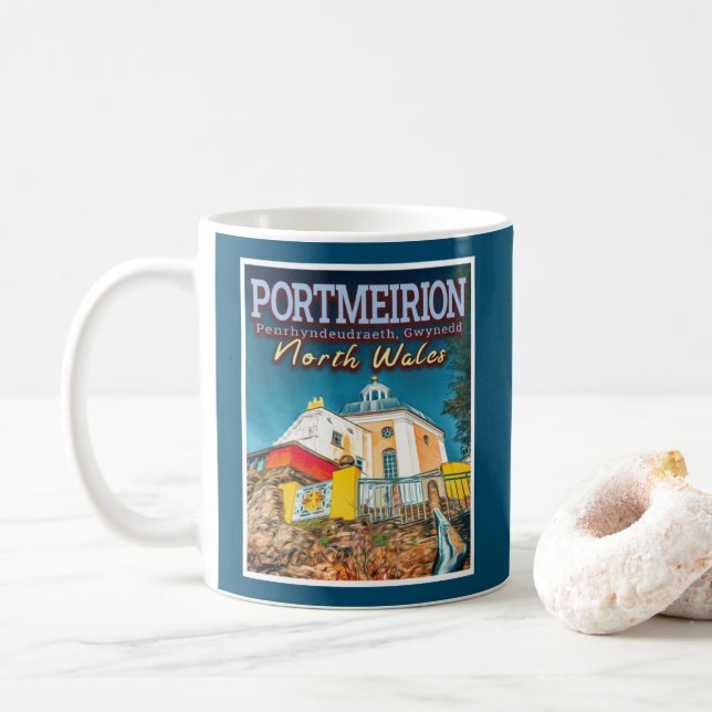 PORTMEIRION - PENRHYNDEUDRAETH GWYNEDD NORTH WALES COFFEE MUG (With Donut)