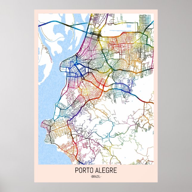 Porto Alegre Brazil City Map Poster (Front)