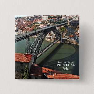 Porto bridge over Douro River, Portugal 15 Cm Square Badge