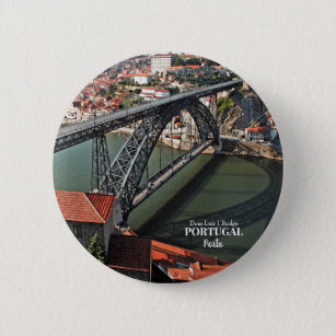 Porto bridge over Douro River, Portugal 6 Cm Round Badge