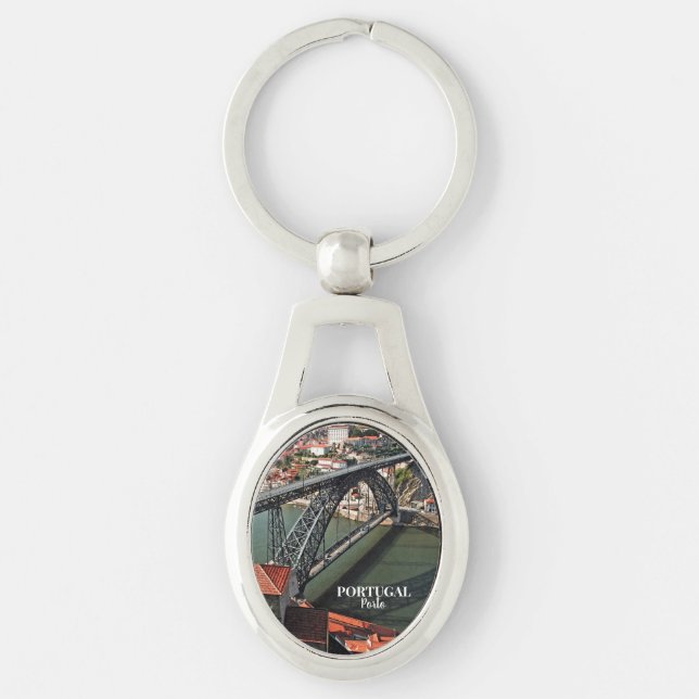 Porto bridge over Douro River, Portugal Key Ring (Front)